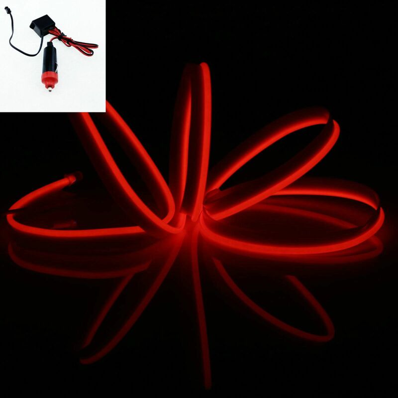 Stringa led elettroluminescente flessibile per decorazione interni auto Collegamento - Cavetto usb, Colore/Lunghezza - Rosso 3 Metri