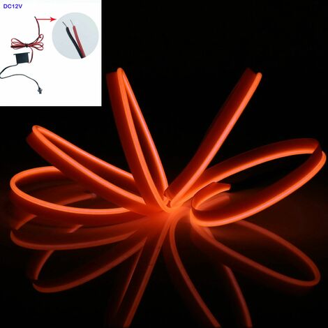 Stringa LED elettroluminescente flessibile per decorazione interni auto - Collegamento: DC 12V - Colore/Lunghezza: Arancio 3 Metri