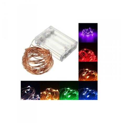 Stringa Led RGB Fisso Filo Rame Copper Wire String 10 Metri 100 Led IP67 Cielo Stellato Per Decorazione Festa Nozze Addobbi Natalizi Alimentata a Pile
