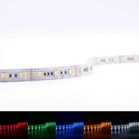 Strip 12V LED Streifen 5M 18W/m 60LED/m 12mm - Lichtfarbe: RGB+CCT Dual Weiß - Schutzart: IP20