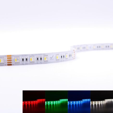 Strip 24V LED Streifen 7,5M 15W/m 60LED/m 12mm Farbwechsel - Lichtfarbe: RGB+3000K - Schutzart: IP65
