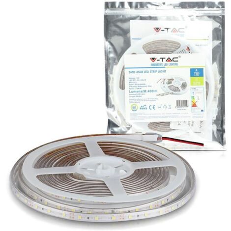 Strip led 12V, bianco freddo 6500K, 5 metri, SMD3528, 4,2W/m, 60 led/m, IP65, larghezza 8mm - V-TAC VT-3528 212031
