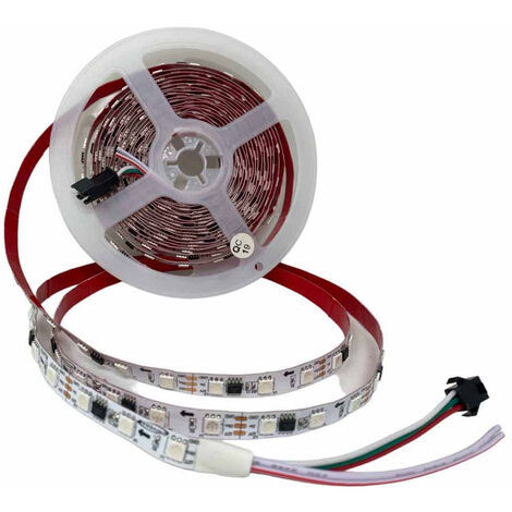 Strip striscia indirizzabile RGB 300 led 5050 48 watt 12v bobina da 5 mt con telecomando regolatore vari effetti
