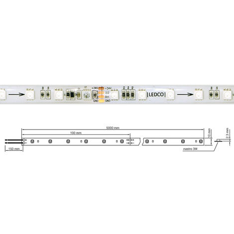 Strip Striscia LED Ledco 72W Multicolor RGBD 24VCC IP65 5 metri SL72RGBD65