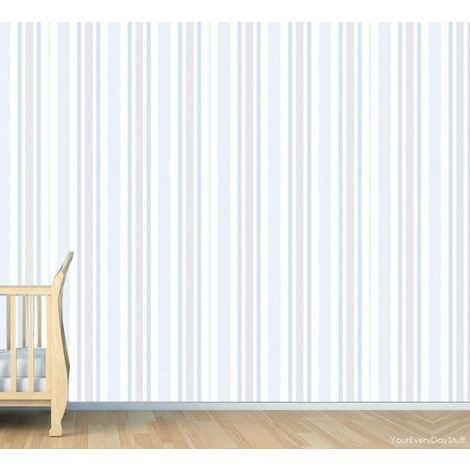 Stripe Wallpaper Striped Stripey Modern Light Blue White