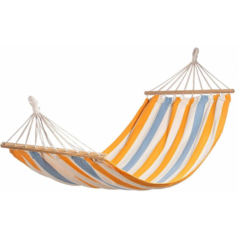 Striped Swinging Durable Garden Hammock Colour: Yellow/Blue