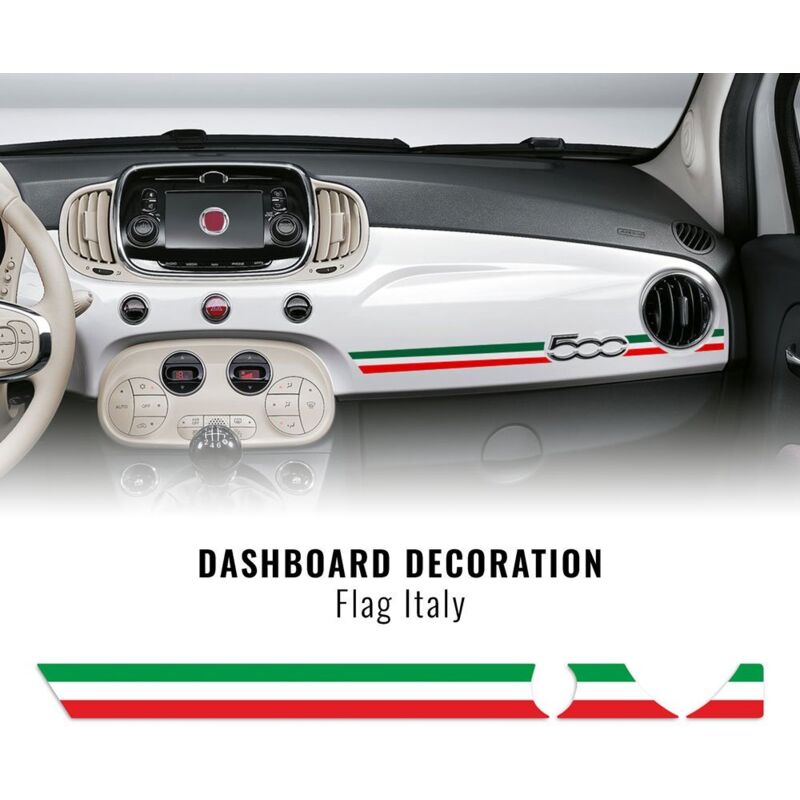 Stripes Strisce Adesive per Cruscotto Fiat 500 Abarth - Modello: TRICOLORE