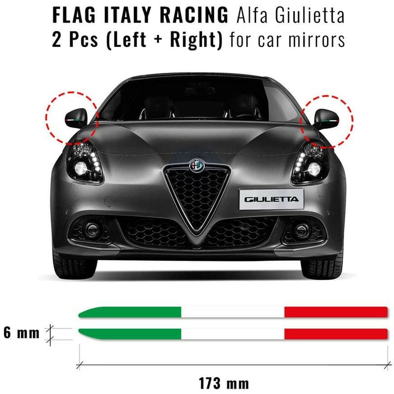 Image of Stripes Strisce Adesive Tricolore Italia per Specchietti Alfa Romeo Giulia