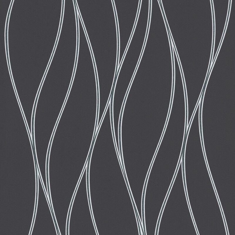 Profhome - Stripes wallpaper wall 371324 non-woven wallpaper slightly textured with stripes shiny black silver grey 5.33 m2 (57 ft2)