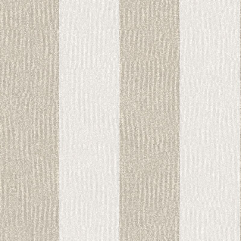 Profhome - Stripes Wallpaper Wall 375543 Non-woven Wallpaper Slightly Textured With Stripes Matt Beige Cream 5.33 M2 (57 Ft2)