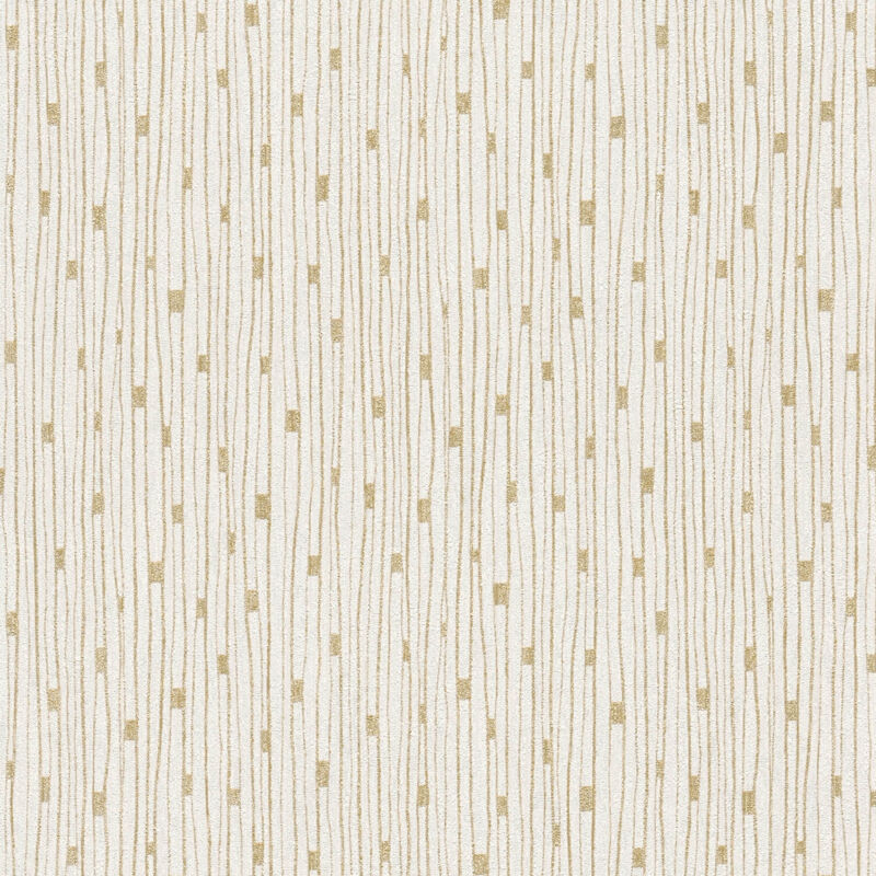 Profhome - Stripes Wallpaper Wall 388223 Hot Embossed Non-woven Wallpaper Slightly Textured Design Subtly Glittering Cream Gold 5.33 M2