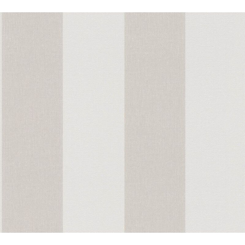 Stripes wallpaper wall Profhome 948342 hot embossed non-woven wallpaper slightly textured with stripes matt cream beige papyrus white 5.33 m2 (57 ft2)