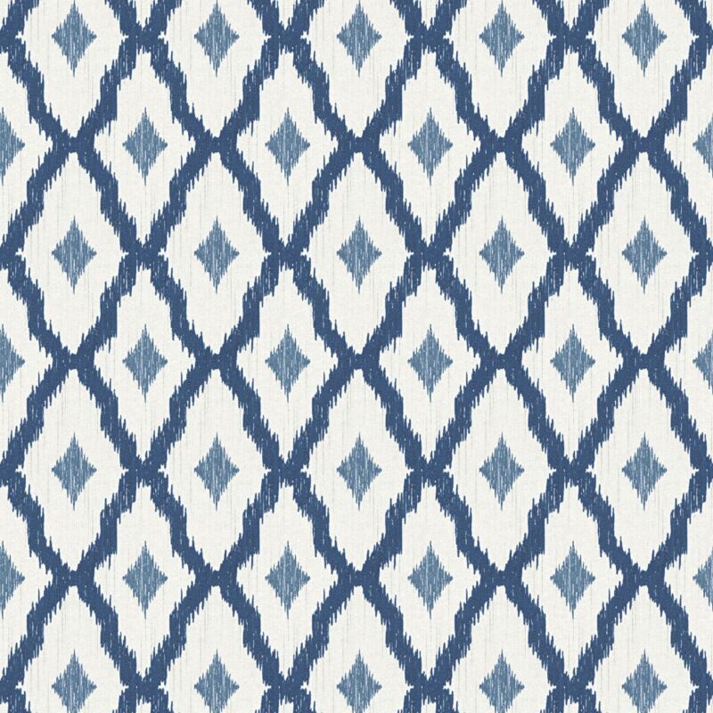 Ethnic style wallpaper wall Profhome 961974 textile wallpaper textured with rhomboid pattern matt blue white 5.33 m2 (57 ft2) - blue
