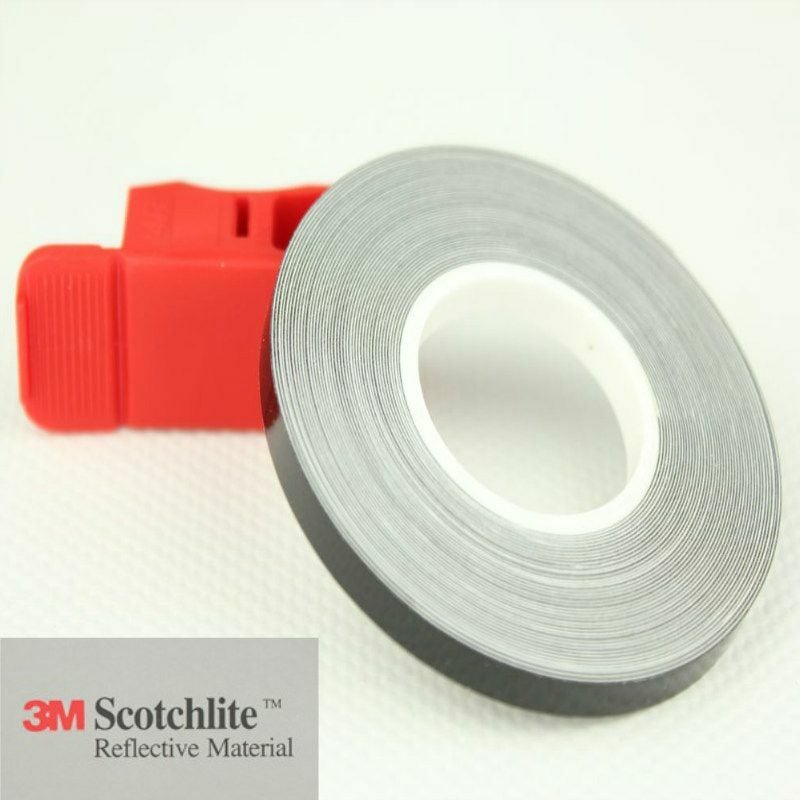 Image of 3M - Strisce per cerchi moto adesive rifrangenti - 7mm x 6MT Colore - Nero (10mm x 6 Metri), Modello - Con applicatore