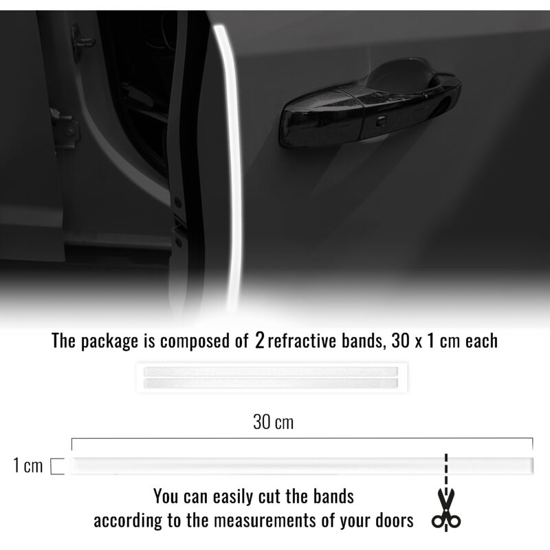 Strisce Adesive 3D Rifrangenti Auto, Bianco, 1 x 30 cm - Confezione: 2 PEZZI
