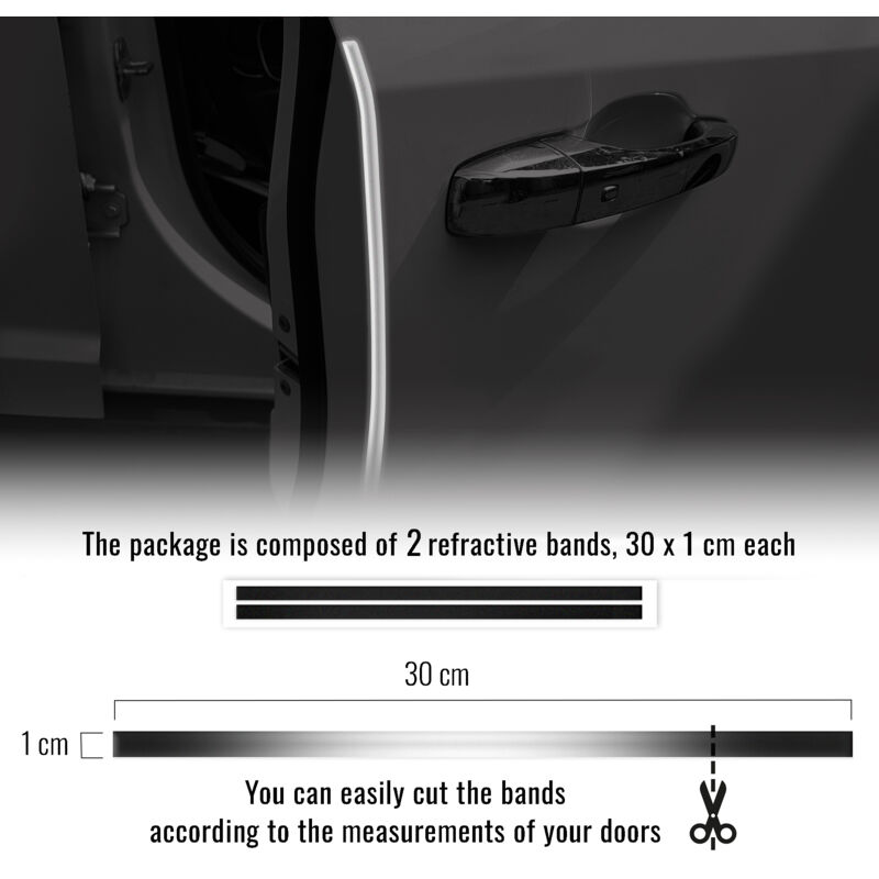 Strisce Adesive 3D Rifrangenti Auto, Nero, 1 x 30 cm - Confezione: 2 PEZZI