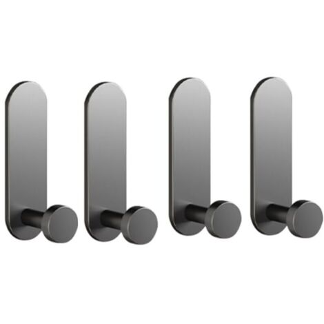 Strisce adesive in acciaio inox KZQ per bagno, doccia, parete doccia, resistenti all'acqua, per asciugamani, batas, asciugamani e pensiline (4 unità), colore grigio