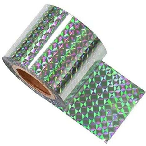 Strisce dissuasive da 4,8 cm x 80 m, repellenti per uccelli e piccioni, strisce bifacciali dissuasive per uccelli, strisce olografiche luminose per dissuadere gli uccelli.