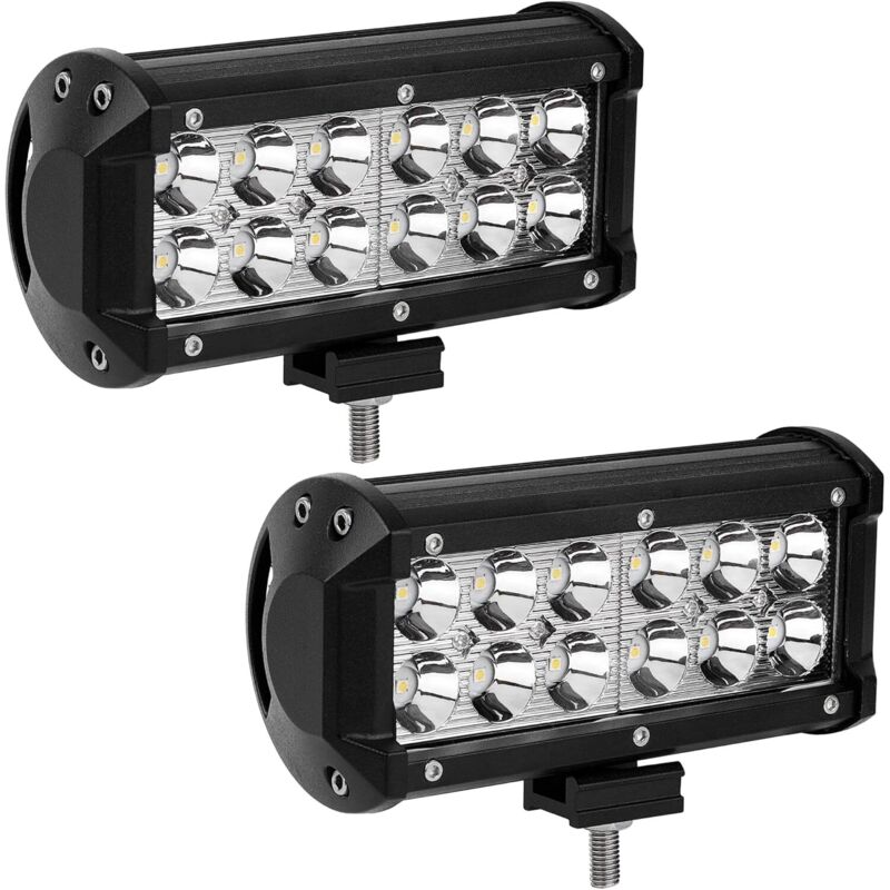 Strisce luminose a LED, confezione da 2, fendinebbia a LED fuoristrada da 7 pollici e 36 W, con staffa di montaggio, tensione 12 V.