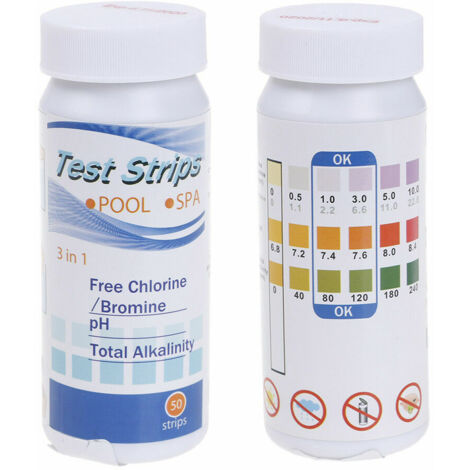 Strisce test acqua 50 pz VERDELOOK test strips pool&spa quantità cloro libero PH