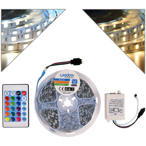 STRISCIA 120 LED/M LUCE NATURALE E FREDDA 12V DA 5 METRI - IP2O PER USO INTERNO FLESSIBILE E TAGLIABILE AD ALTA LUMINOSITA'