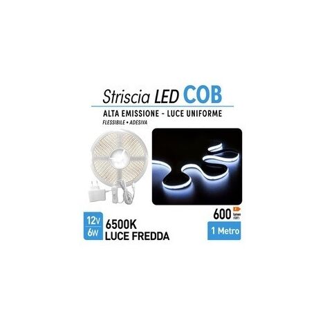 Striscia adesiva luminosa, strip da 320 cob led da 6watt, luce fredda.