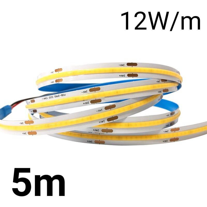 Image of Striscia led cob 24V-DC 12W/m IP20 10mm - 5 metri - Bianco Freddo