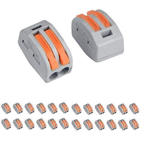 Striscia di connessione elettrica rapida, 2 poli, Ø 4 mm. 32 A, confezione da 24 pezzi