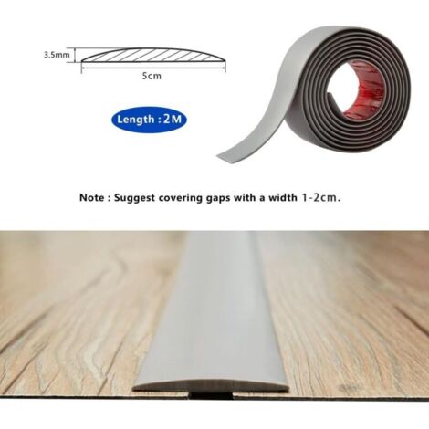 Striscia di soglia da 2 m, barra di soglia autoadesiva in PVC, striscia di transizione per pavimenti, per lo spazio tra piastrelle e pavimenti in legno, 5 cm, grigia