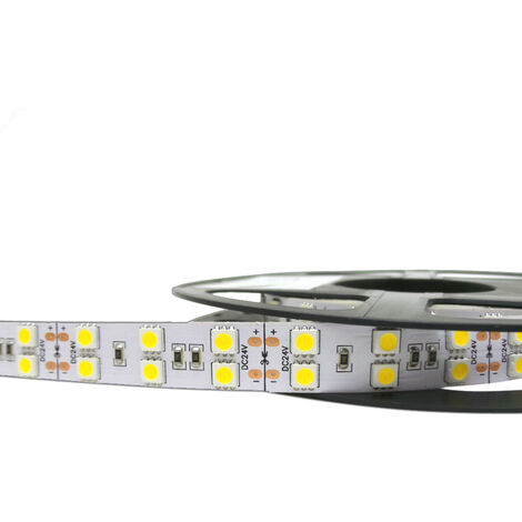Striscia doppia LED 5m SMD5050 24V DC 120w 600led IP20 S10-5050-24VLuce Calda 3000k