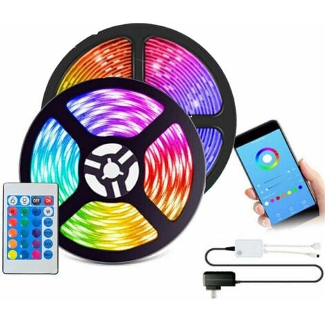 Striscia LED Smart RGB, 2m, funziona con App,  Alexa, Google Home,  Wi-Fi, alimentazione USB, cambia colore con lo smartphone, adesiva,  accorciabile, controllo vocale, rivestimento in silicone