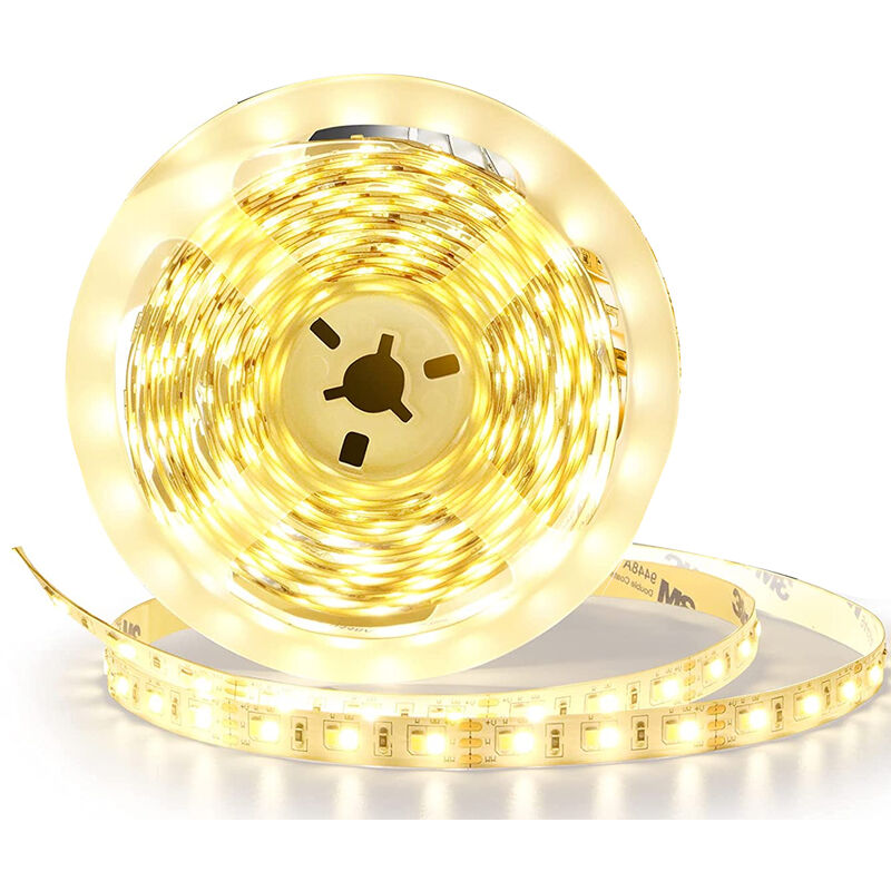 Striscia Led 5M Luce Calda 12V 600LM 5730 Flessibile Siliconata Fila Singola