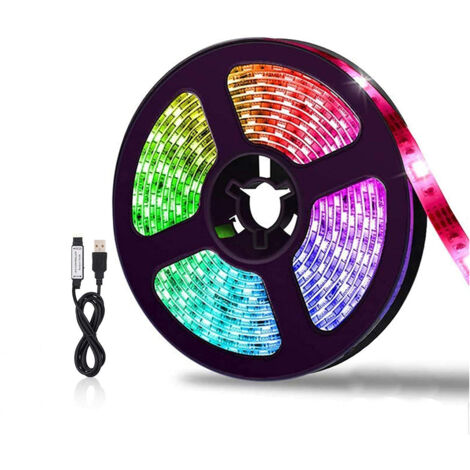 Striscia LED 5M Multicolore Luce Calda 3000K Adesiva USB per TV RGB TE-B0311