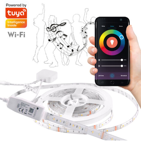 Striscia LED 5m WiFi Tuya RGB+CCT 3000-6000K IP65 musica Polux