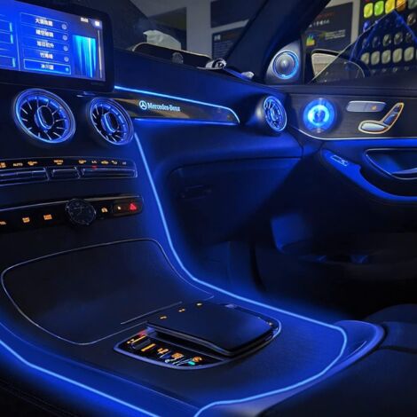 Striscia LED a filo per interni auto, filo al neon USB con bordo di cucitura da 6 mm, 500,4 cm, filo elettroluminescente (EL), kit di illuminazione per atmosfera per decorazione (blu)