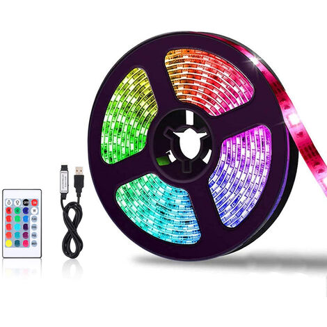 Striscia LED Adesiva Luce Con Telecomando RGB 5v USB 5MT Tagliabile 89404