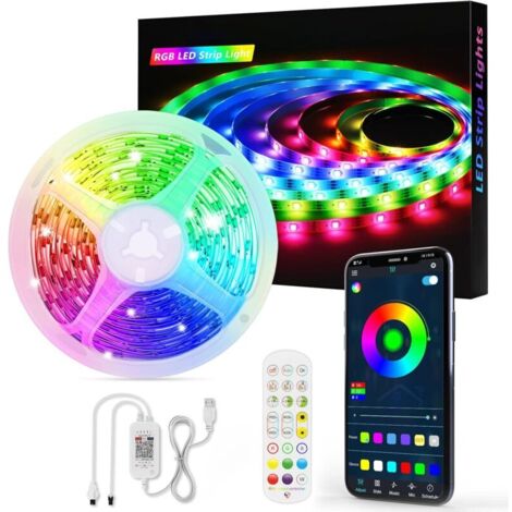 Striscia LED Bluetooth da 5 m e 150 LED, 5050 RGB 5 V USB, striscia luminosa con controllo remoto e app, 16 milioni di colori e 213 modalità, perfetta per decorazioni, matrimoni, camere da letto, fest