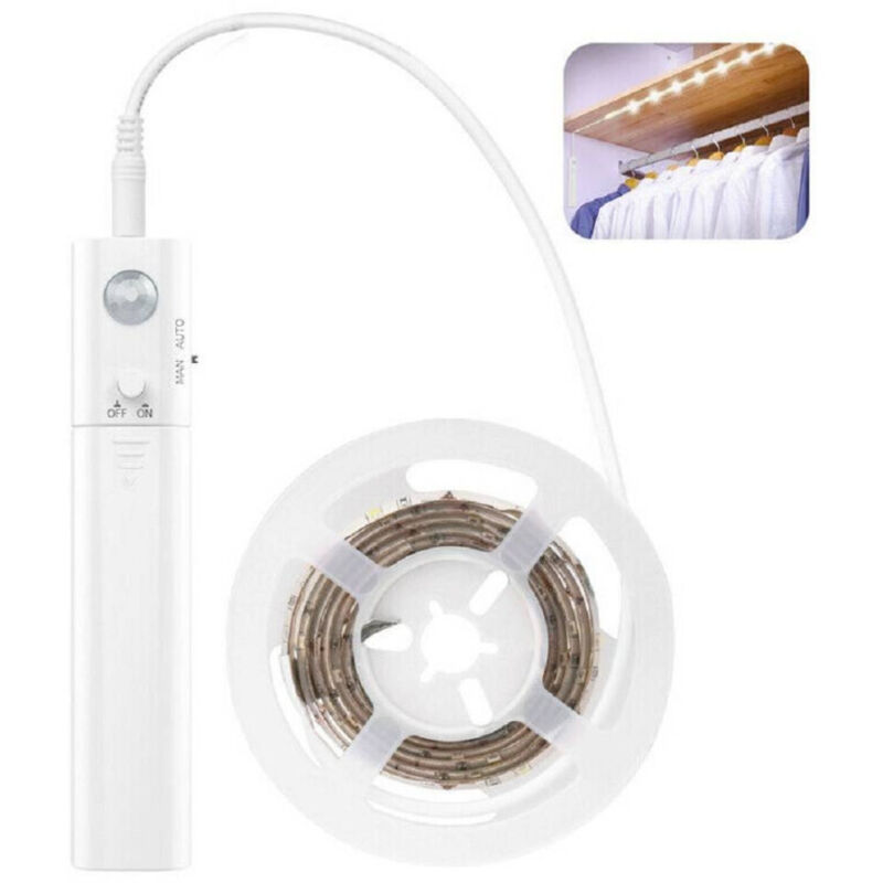 Striscia Led Con Sensore Di Movimento 1 Metro 4000k 2,4w Per Cassetti Armadi - - Trade Shop Traesio