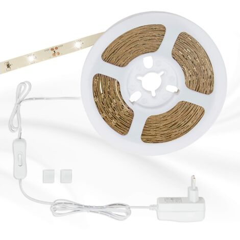 Striscia Led Ecoline Plastica Bianco 5Mt Led Integrato 14W 3000K 5Mt
