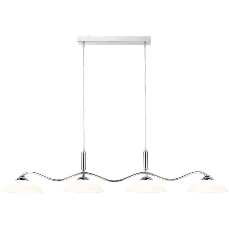 Searchlight - Lampadario Moderno Alessio Ferro Cromo Vetro Bianco 4 Luci G9