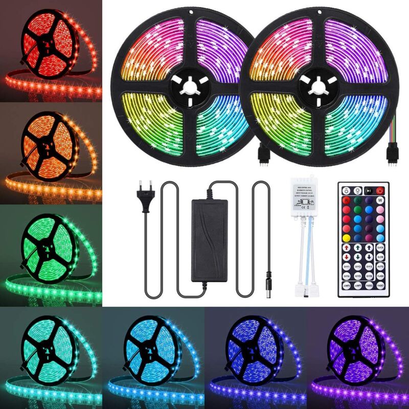 Image of Striscia led impermeabile 10M rgb 5050 Striscia led 300 led IP65 Striscia led multicolore con telecomando a infrarossi Striscia luminosa per