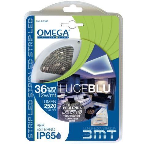 STRISCIA LED LUCE BLU, 3 METRI, 60 LED/M,220/240V