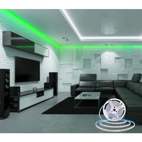 Striscia Led Luce Verde 5Mt 8W 24V SMD 2835 Autoadesiva telecomando Interruttore