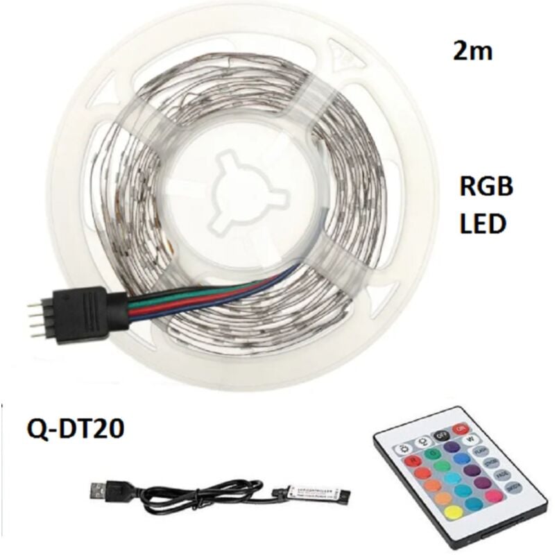 Image of Trade Shop Traesio - Andowl - Striscia Led Rgb Usb 2 Metri Con Telecomando 5050 5v Ip67 Impermeabile Q-dt20 -