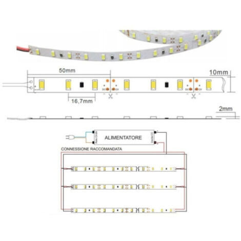 Striscia LED rigida da 1 metro, 5630 7020 5050, 13W, 72 LED, luce calda/fredda