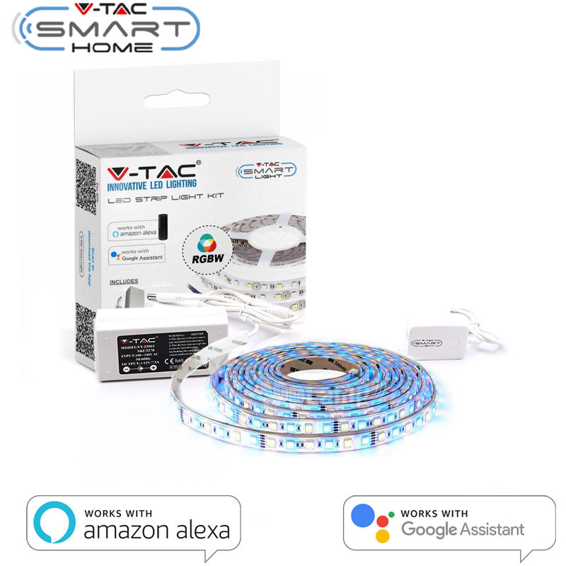 Image of V-tac - Striscia Led Smart WiFi rgb+w dimmerabile Google Home Amazon Alexa