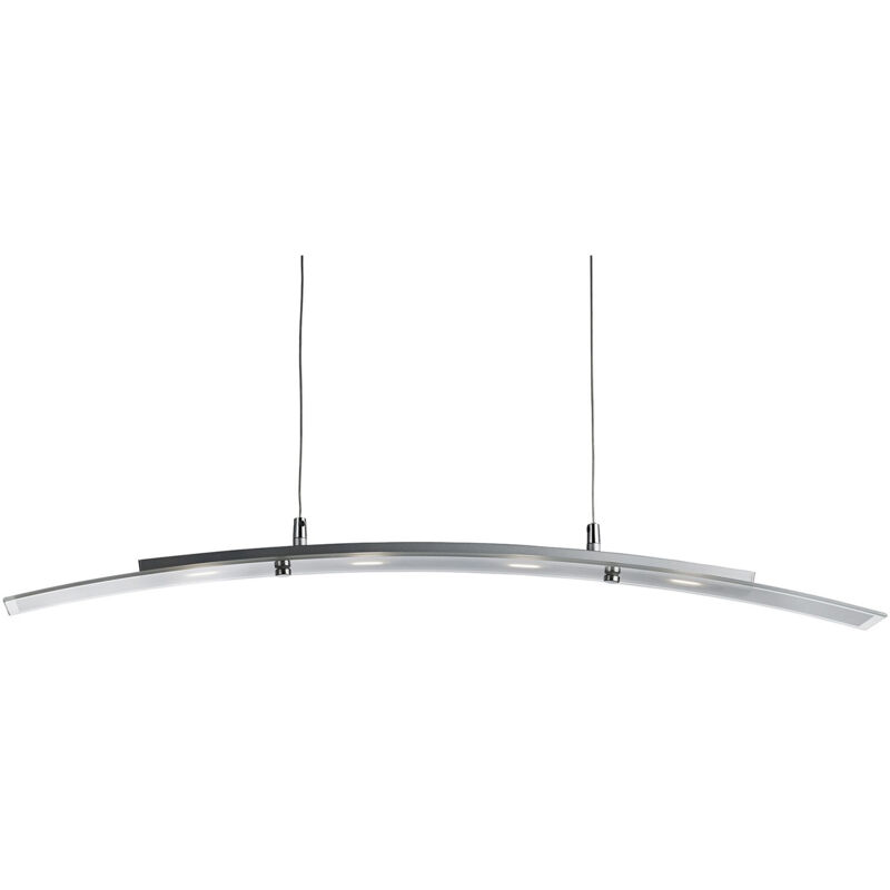 Lampadario Moderno Curva Acciaio Argento Led 20W 3000K