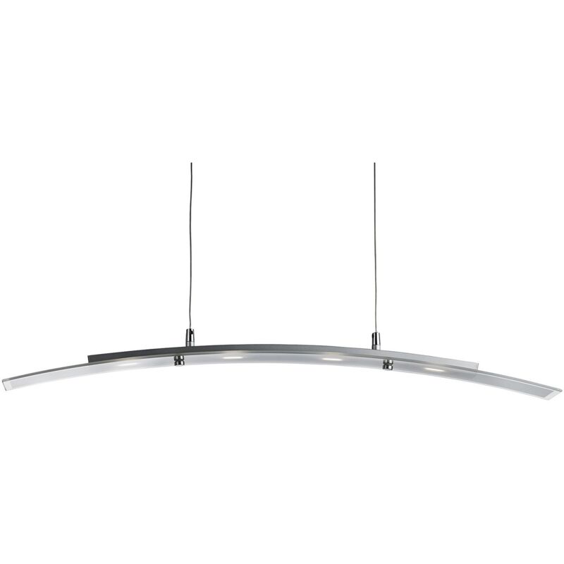 Lampadario Moderno Curva Acciaio Argento Led 20W 3000K