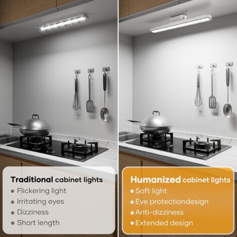 Striscia LED sottopensile da cucina da 32 cm con batteria, striscia luminosa wireless ricaricabile dimmerabile, illuminazione antiriflesso staccabile per mobili, scrivanie e cucina