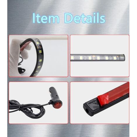 Striscia luminosa flessibile a LED per interni auto, 2 pezzi, 12 V, 22,5 cm, illuminazione al neon per interni auto, striscia luminosa con musica e presa accendisigari (azzurro)